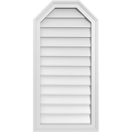 Ekena Millwork Octagonal Top Surface Mount PVC Gable Vent w/ 2"W x 1-1/2"P Brickmould Frame, 18"W x 36"H GVPOT18X3602SN